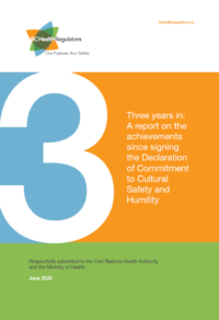 A screenshot of the three-year report cover, featuring a large number "3" on a blue and orange background