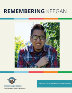 Cover page of Remembering Keegan, featuring an image of 29-year-old Keegan Combes of Skwah First Nation